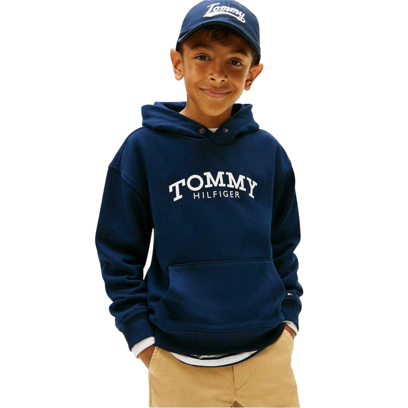 Night Navy - Lifestyle - Tommy Hilfiger Childrens-Kids Logo Hooded Drawstring Hoodie