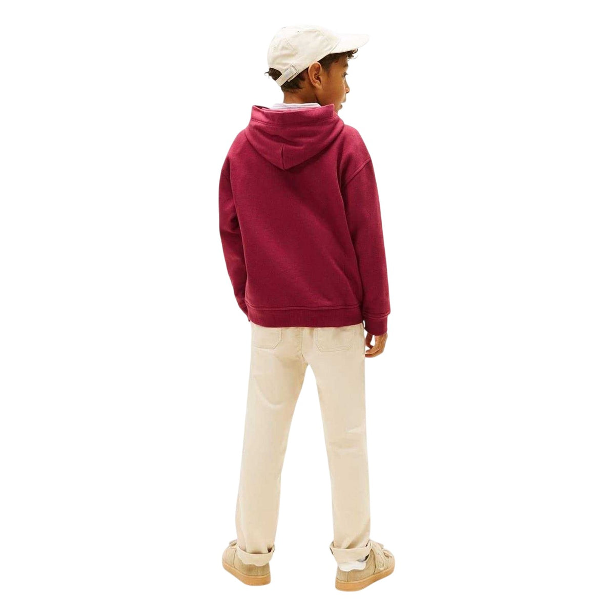 Cherry Red - Back - Tommy Hilfiger Childrens-Kids Logo Hooded Drawstring Hoodie