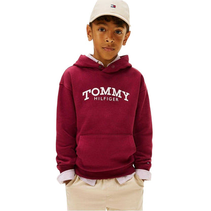 Cherry Red - Lifestyle - Tommy Hilfiger Childrens-Kids Logo Hooded Drawstring Hoodie