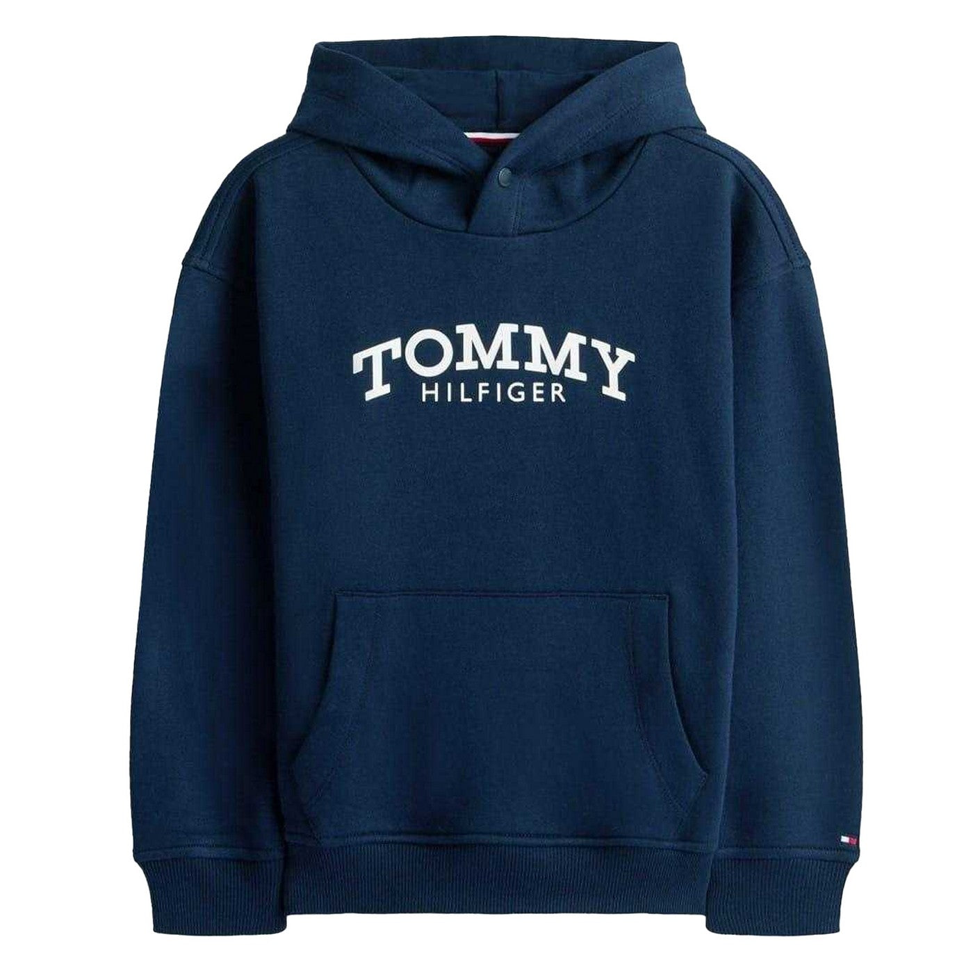 Night Navy - Front - Tommy Hilfiger Childrens-Kids Logo Hooded Drawstring Hoodie