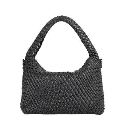 Black - Back - Dune London Basket Weave Hobo Bag