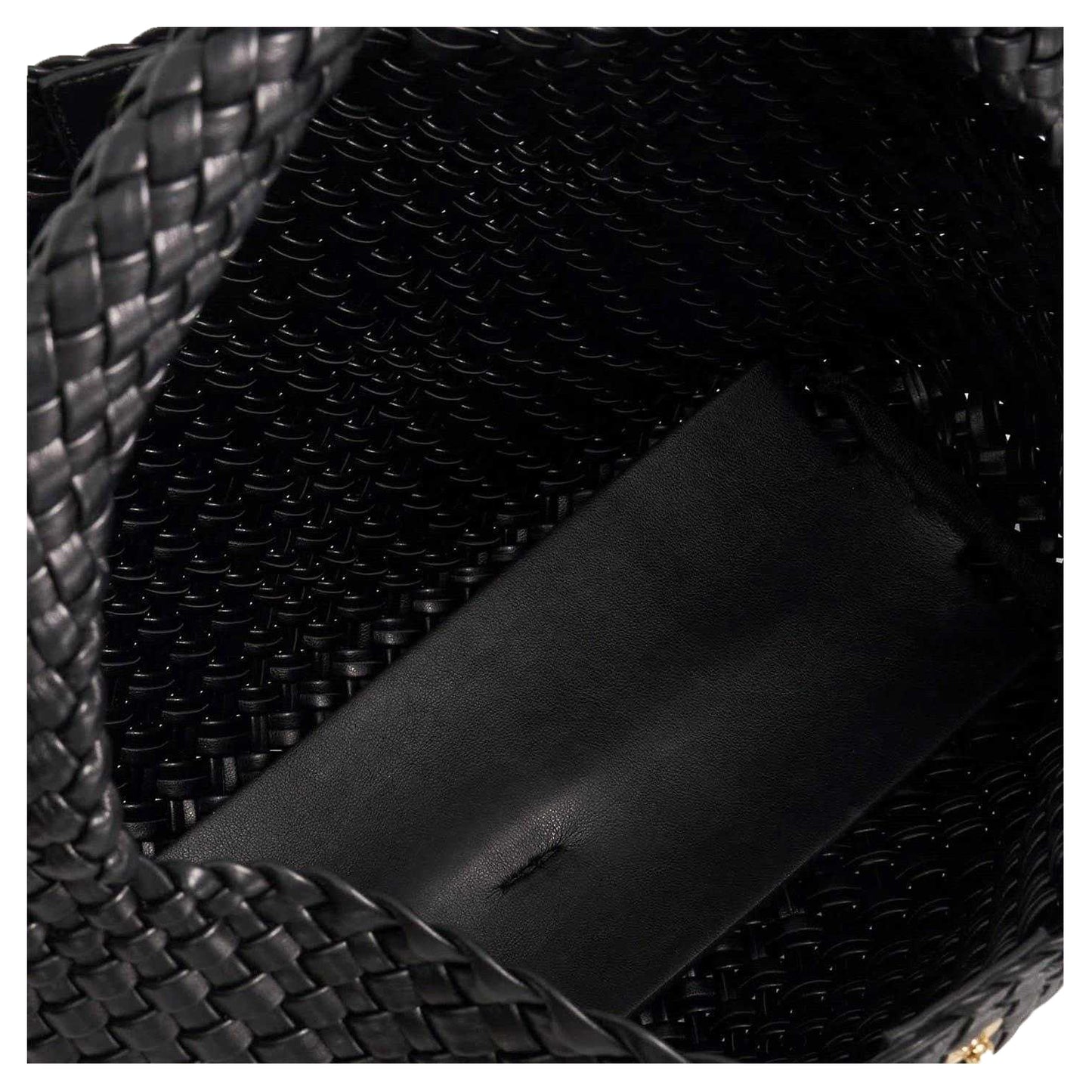Black - Side - Dune London Basket Weave Hobo Bag