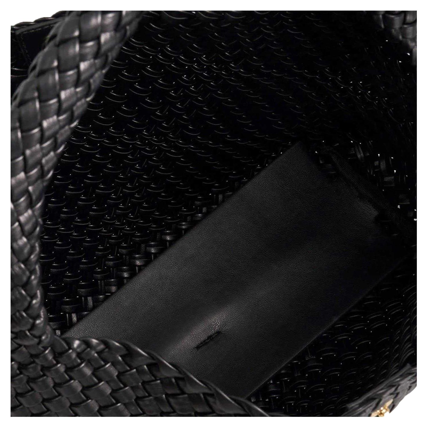 Black - Side - Dune London Basket Weave Hobo Bag