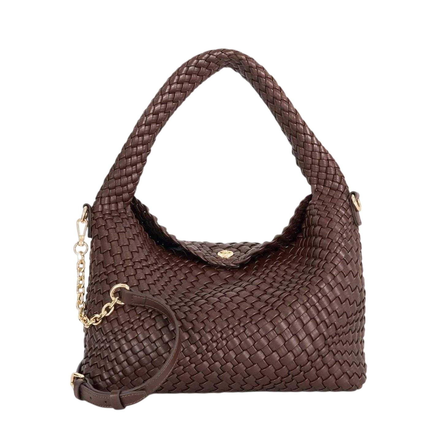 Chocolate - Front - Dune London Basket Weave Hobo Bag