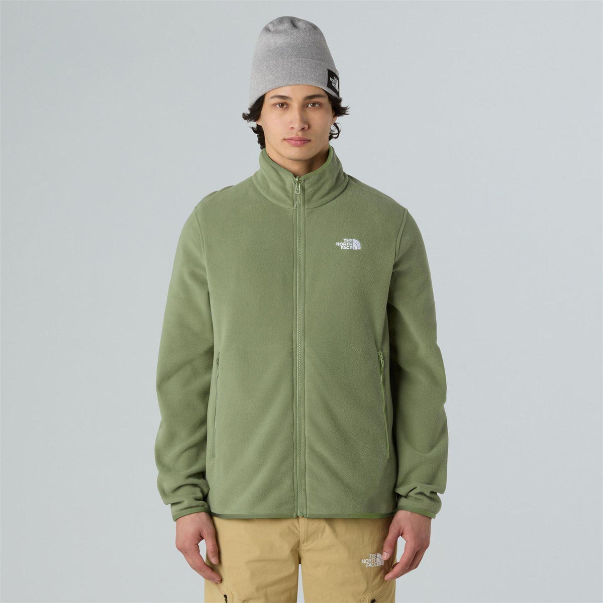 Green - Side - The North Face Mens Glacier Fleece Jacket