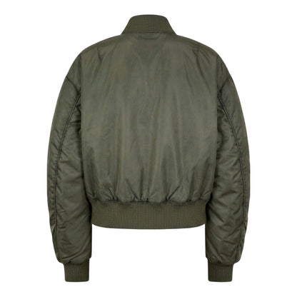 Mid Green - Back - Hugo Womens-Ladies Ferida Satin Padded Bomber Jacket