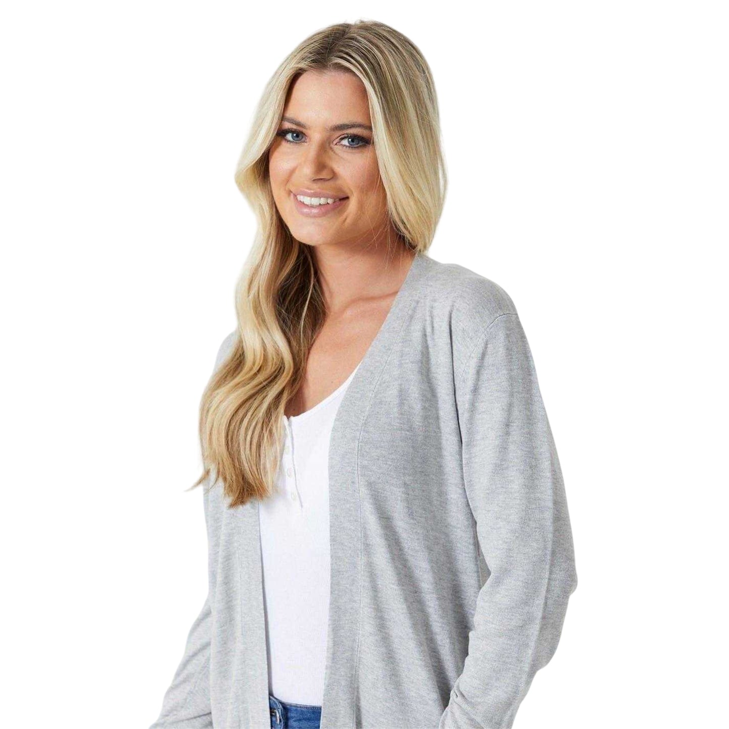 Grey - Back - Be You Womens-Ladies Edge To Edge Cardigan