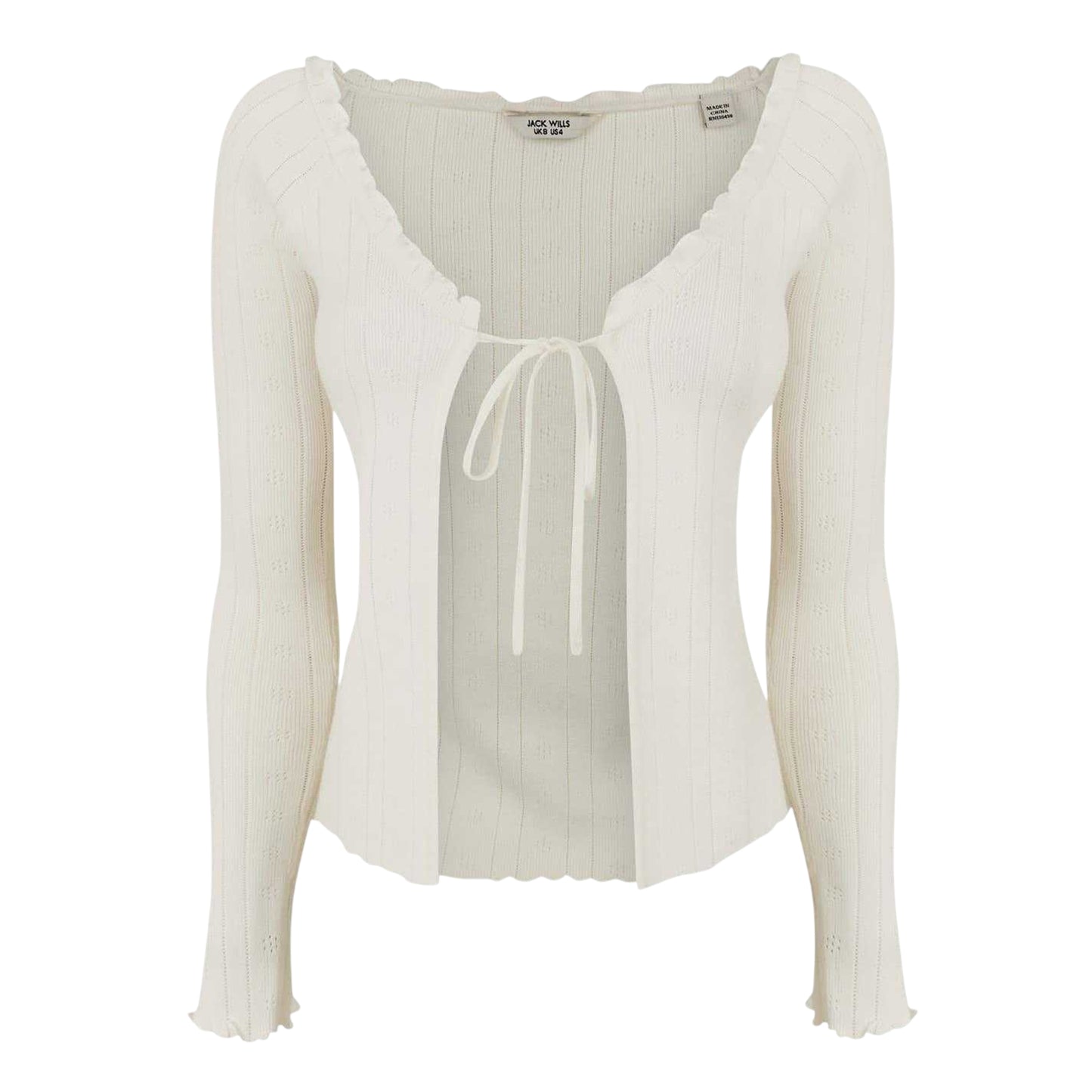 Vintage White - Front - Jack Wills Womens-Ladies Viscose Open Front Long-Sleeved Cardigan