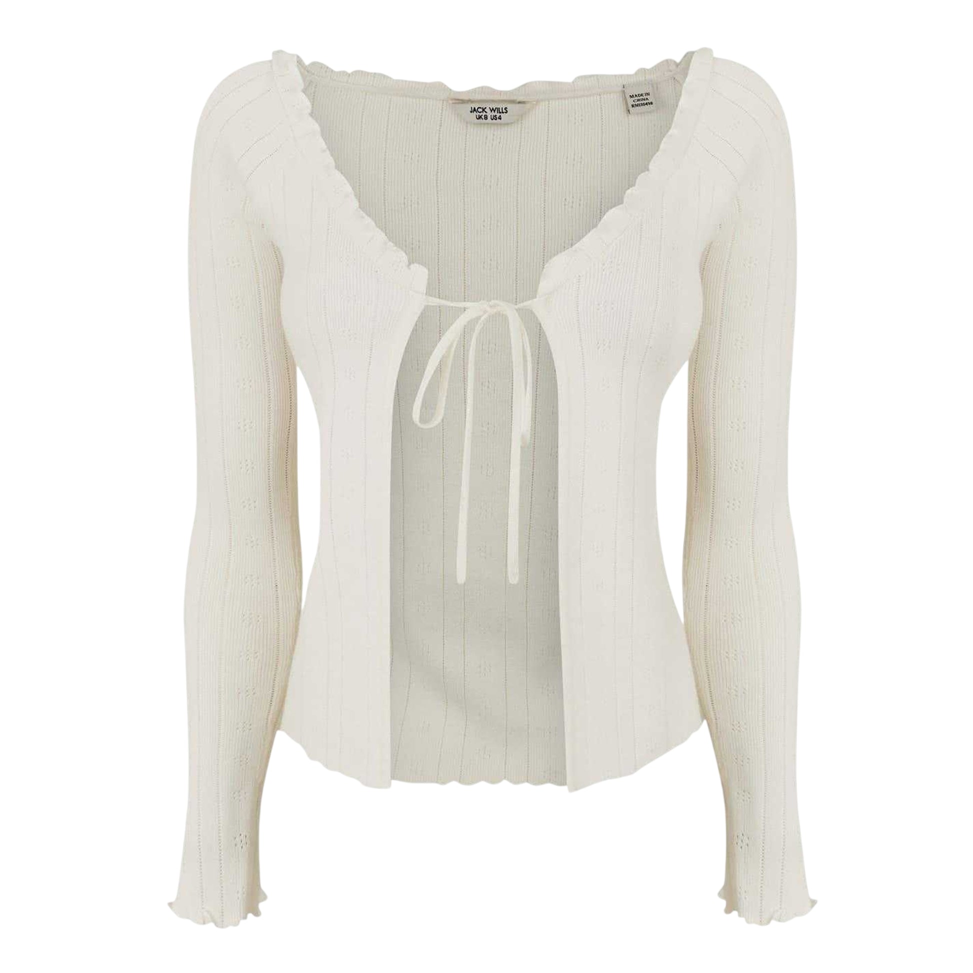 Vintage White - Front - Jack Wills Womens-Ladies Viscose Open Front Long-Sleeved Cardigan