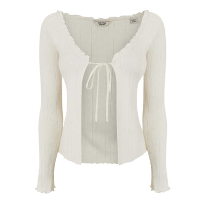 Vintage White - Front - Jack Wills Womens-Ladies Viscose Open Front Long-Sleeved Cardigan