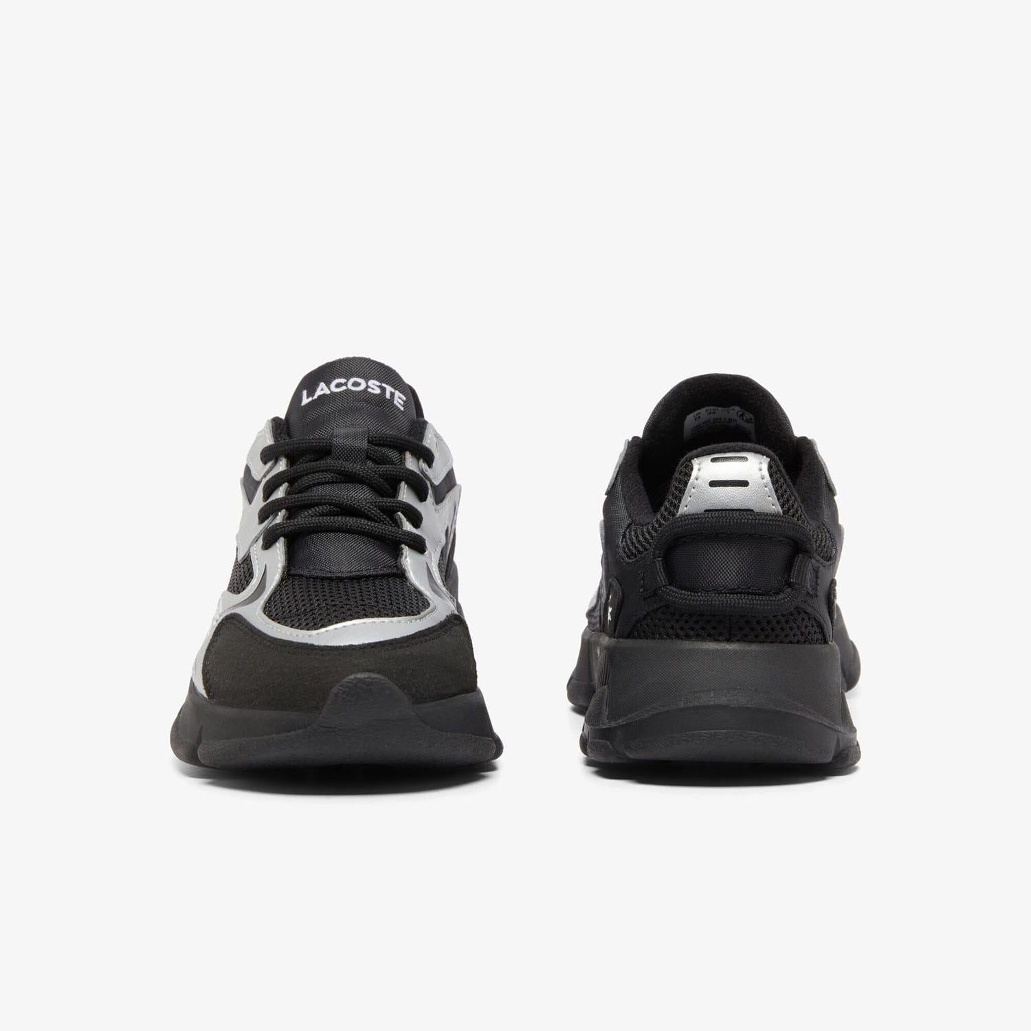 Black Silver - Pack Shot - Lacoste Childrens-Kids L003 Neo Trainers