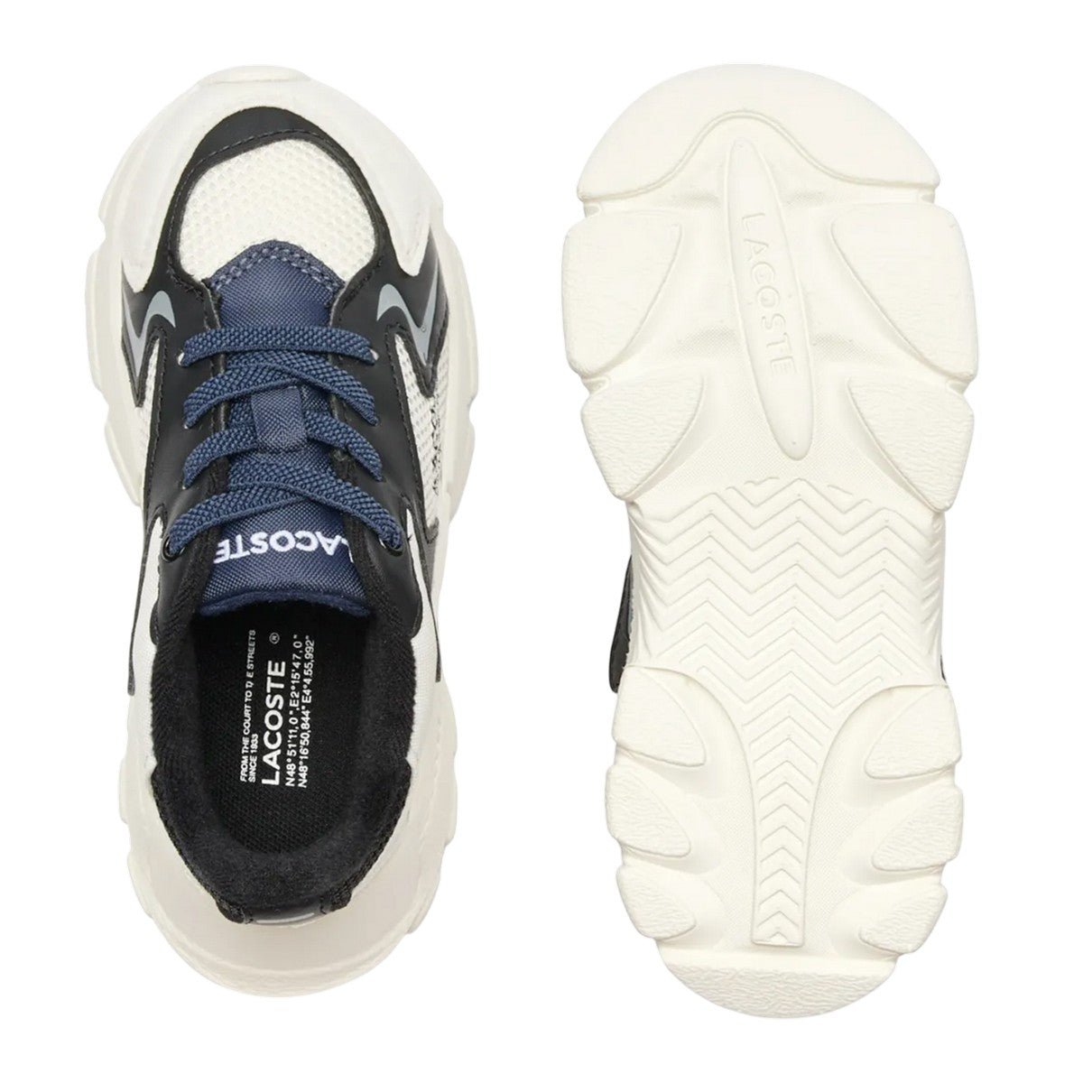 Off White - Pack Shot - Lacoste Childrens-Kids L003 Neo Trainers
