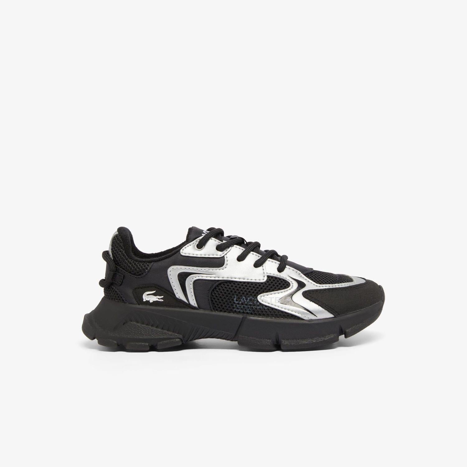 Black Silver - Front - Lacoste Childrens-Kids L003 Neo Trainers