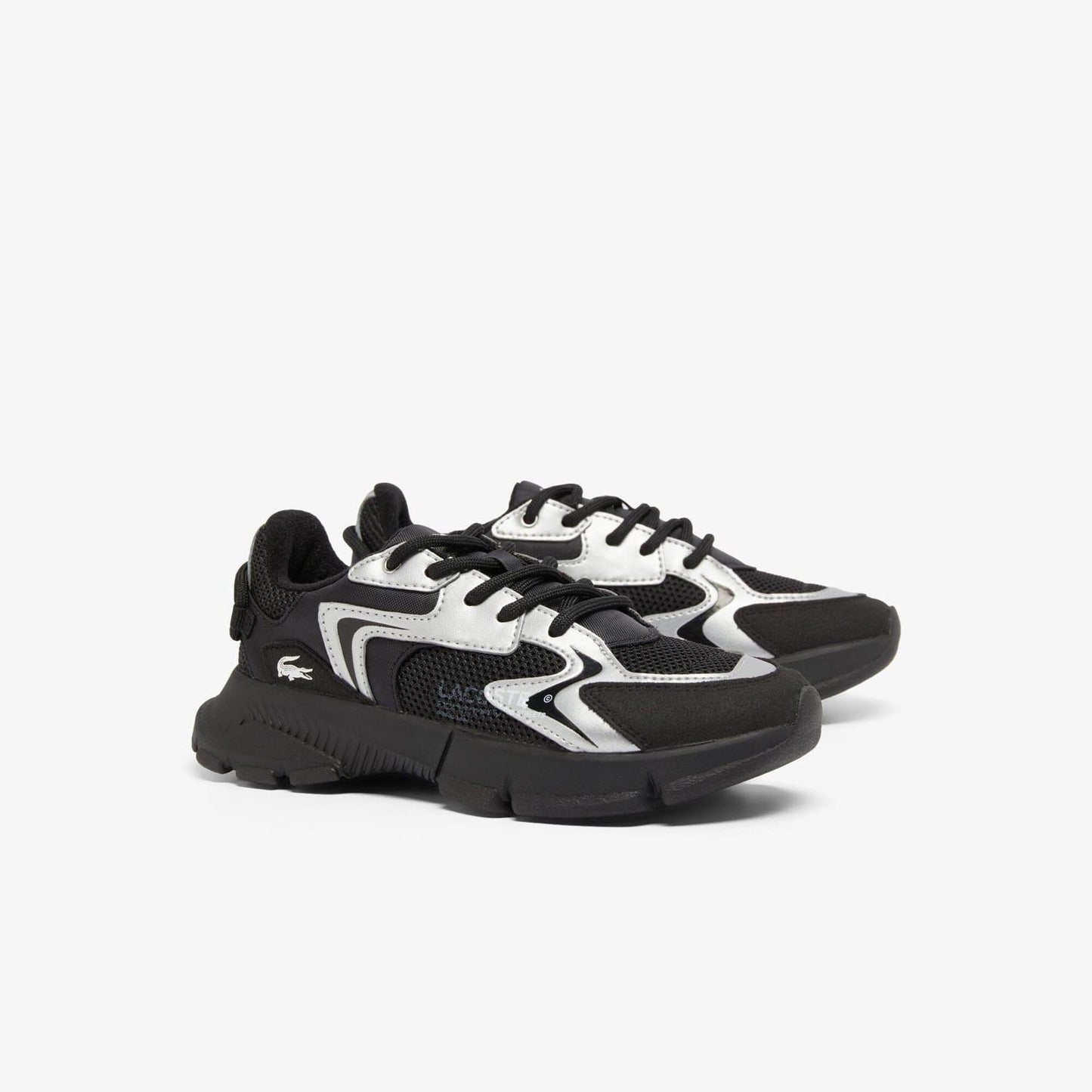 Black Silver - Back - Lacoste Childrens-Kids L003 Neo Trainers