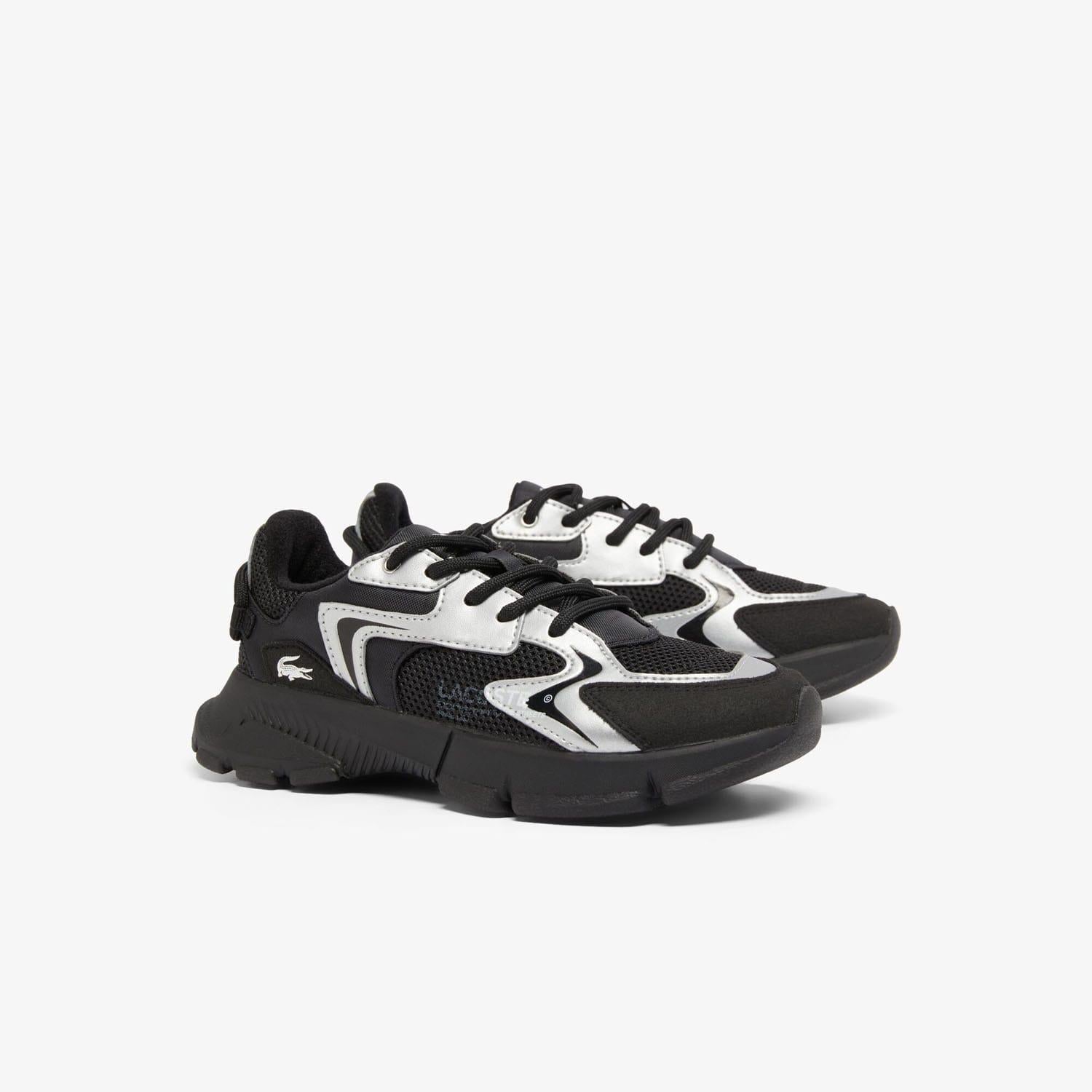 Black Silver - Back - Lacoste Childrens-Kids L003 Neo Trainers