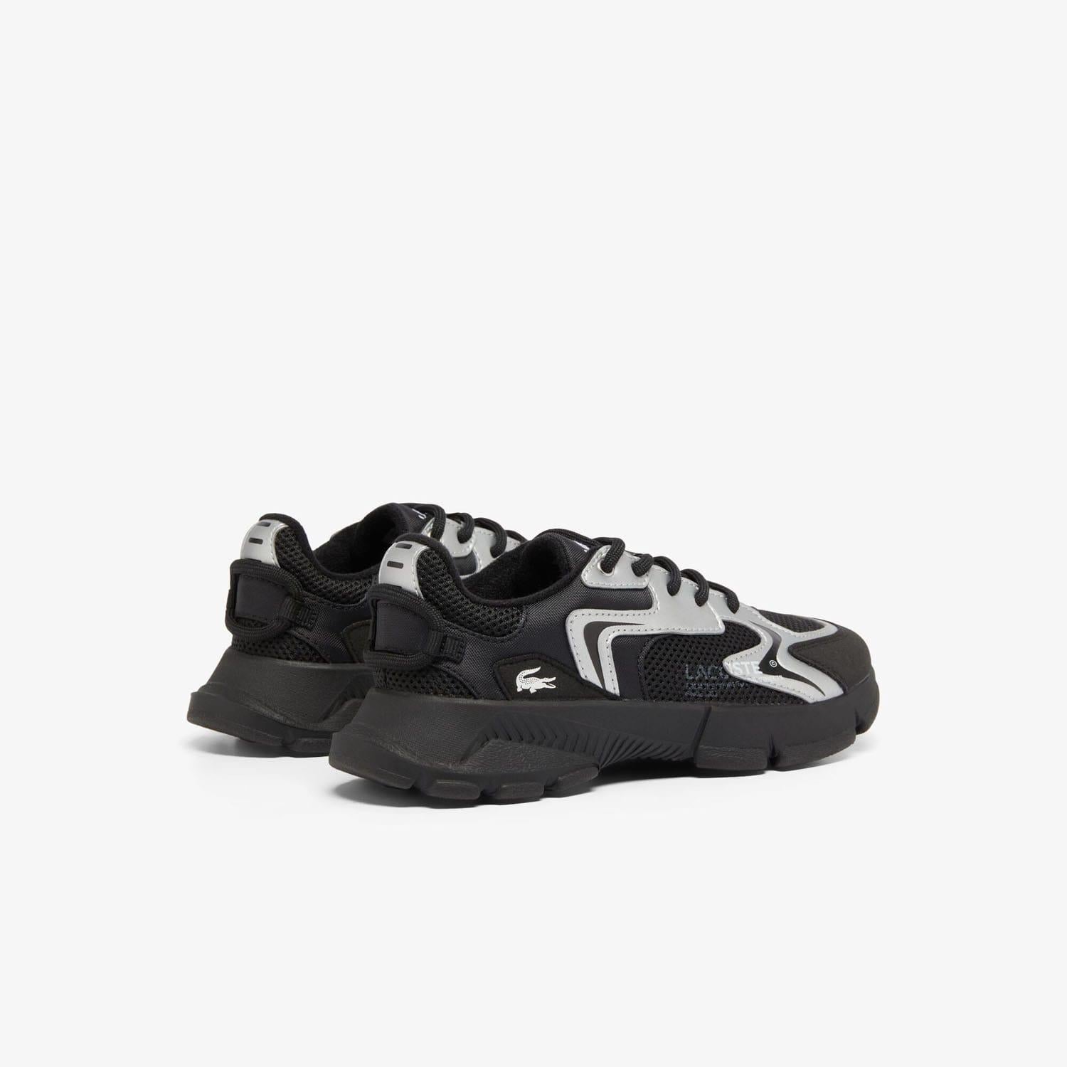 Black Silver - Side - Lacoste Childrens-Kids L003 Neo Trainers