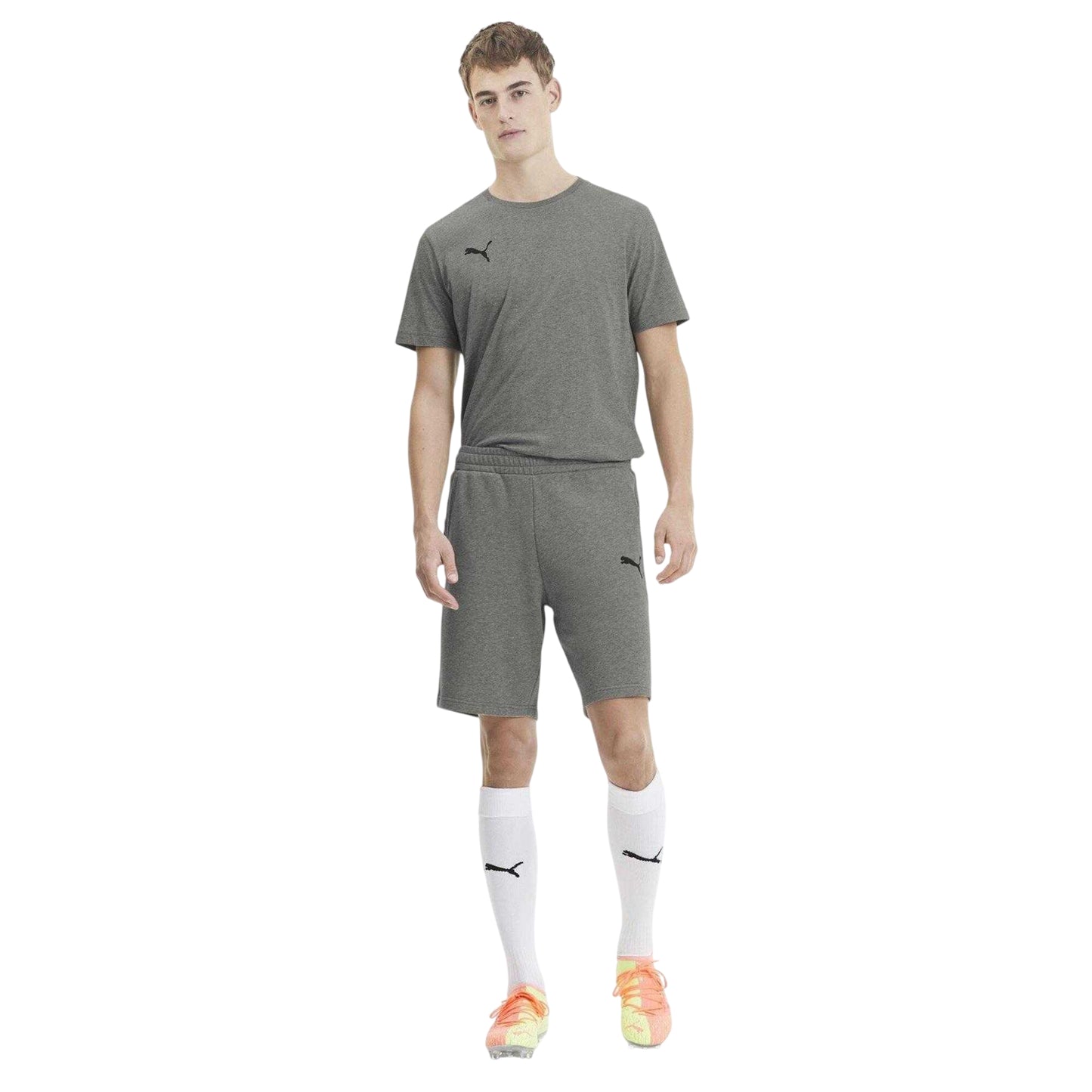 Medium Grey - Side - Puma Mens TeamGoal 23 Casuals Tapered Casual Shorts
