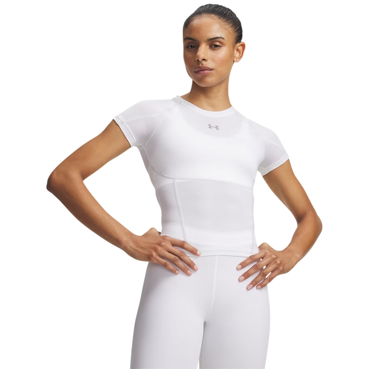 White - Front - Under Armour Womens-Ladies Elite HeatGear Performance Top