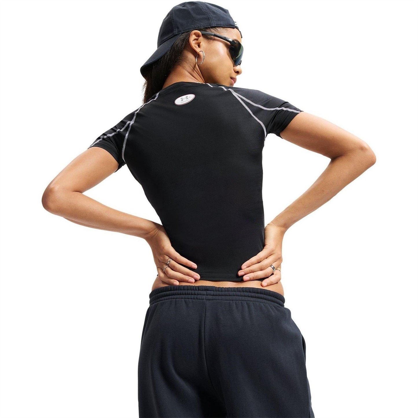 Black - Side - Under Armour Womens-Ladies Elite HeatGear Performance Top