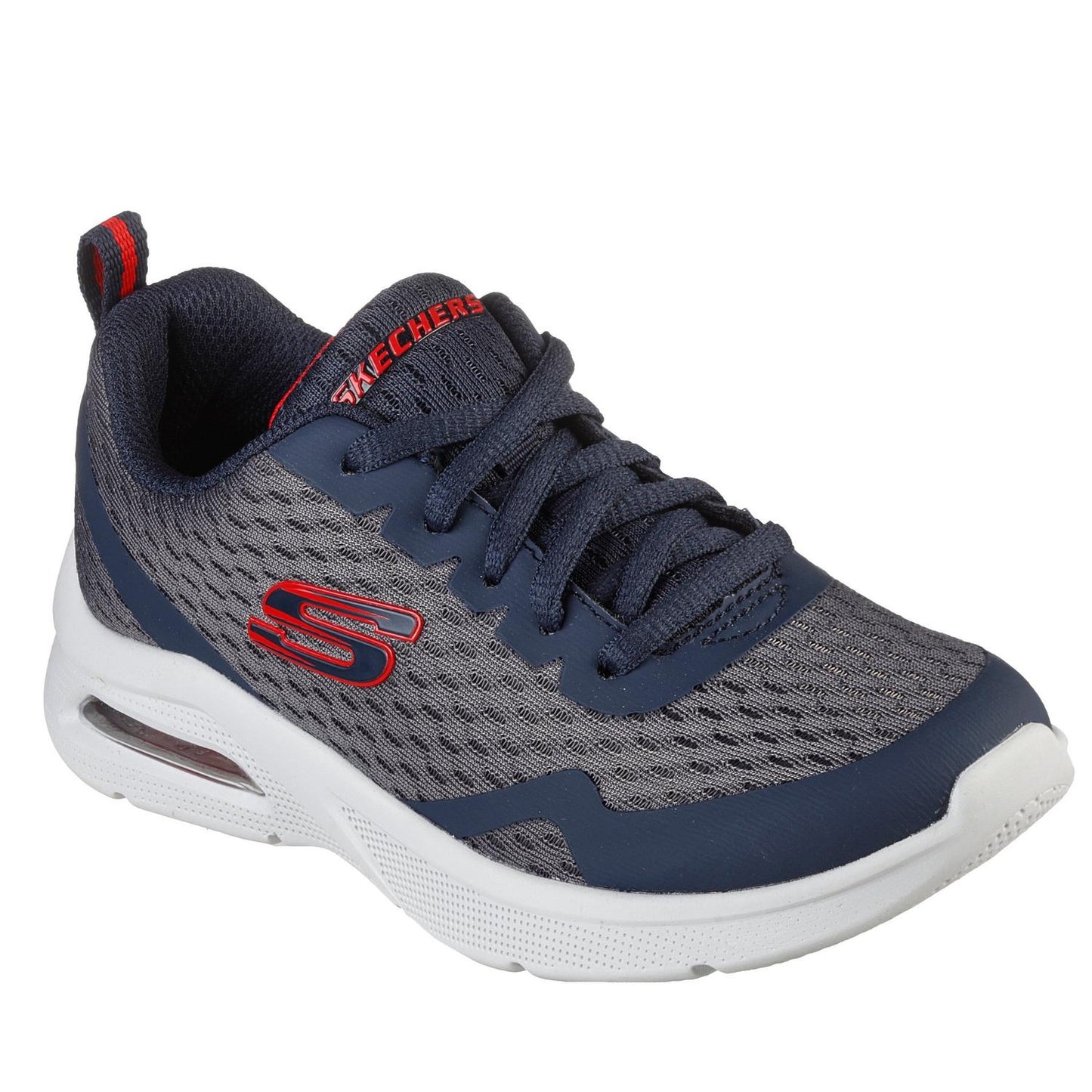 Grey-Red - Front - Skechers Childrens-Kids Microspec Max Trainers
