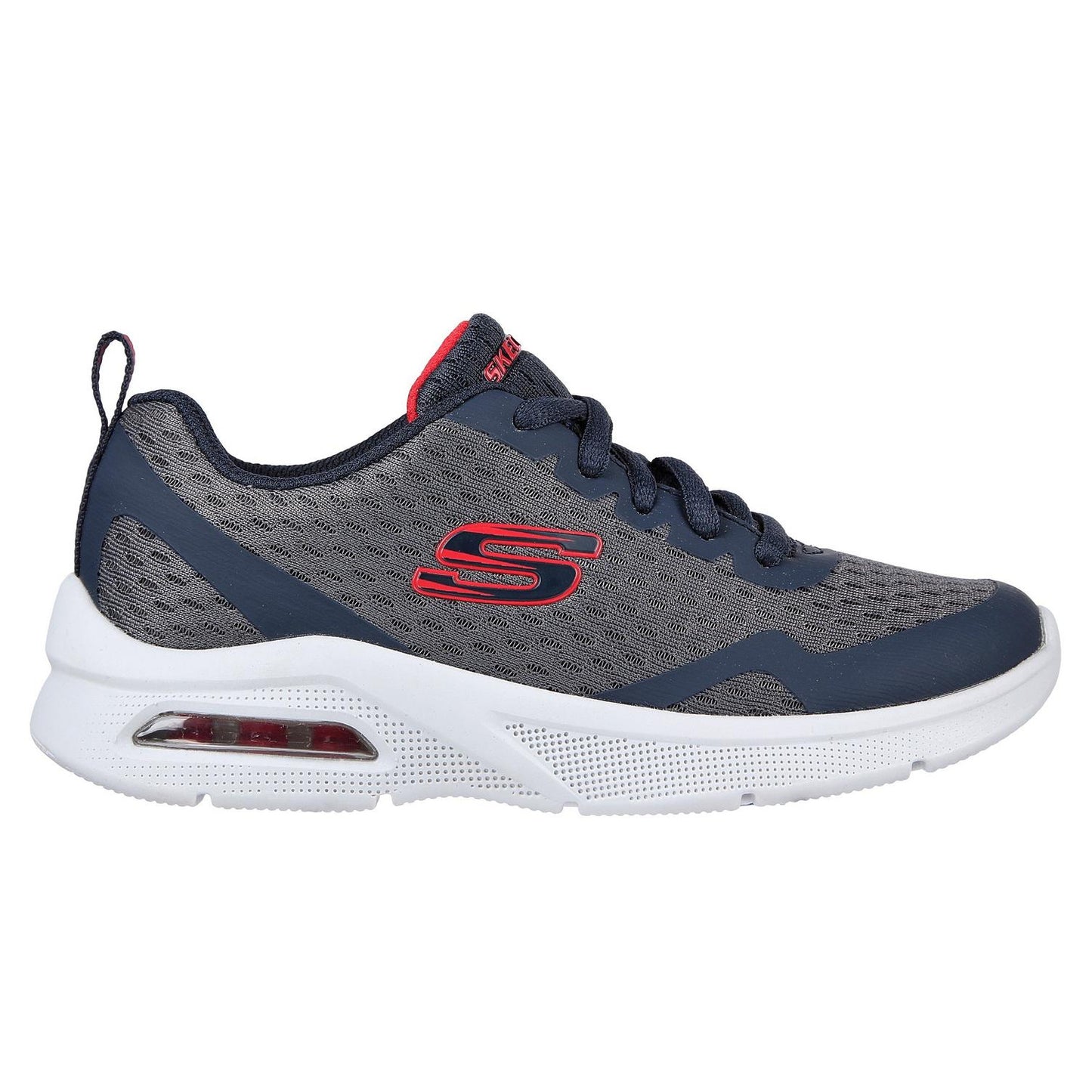 Grey-Red - Side - Skechers Childrens-Kids Microspec Max Trainers