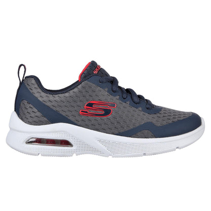 Grey-Red - Side - Skechers Childrens-Kids Microspec Max Trainers
