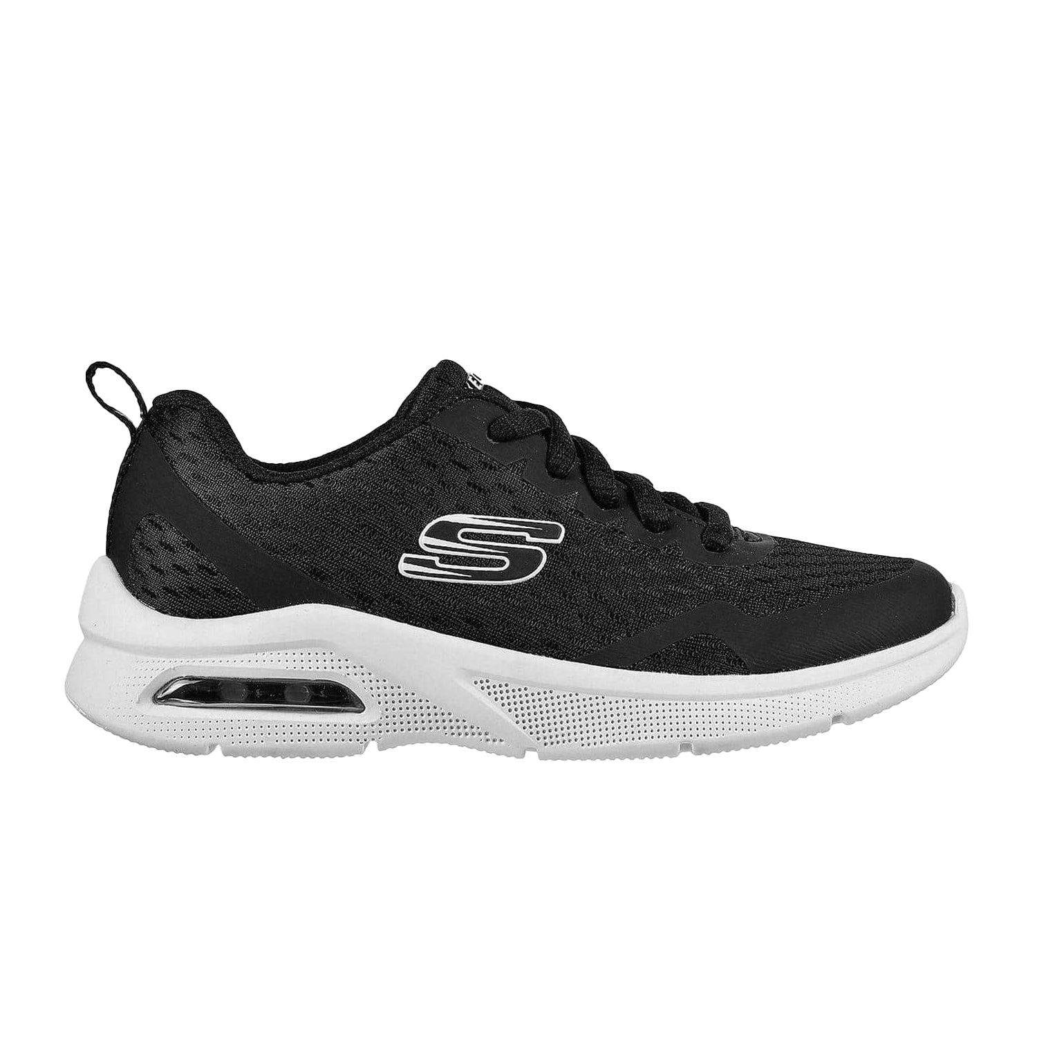 Black-White - Side - Skechers Childrens-Kids Microspec Max Trainers