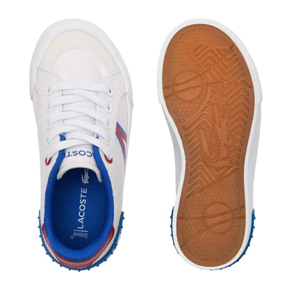 White-Red - Pack Shot - Lacoste Childrens-Kids L004 Trainers
