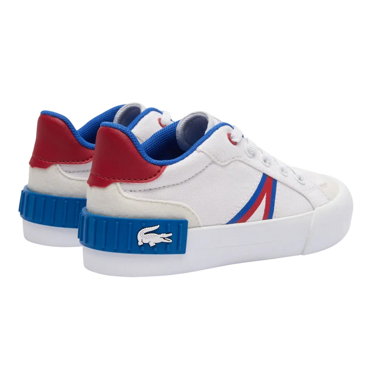 White-Red - Back - Lacoste Childrens-Kids L004 Trainers