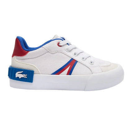 White-Red - Side - Lacoste Childrens-Kids L004 Trainers