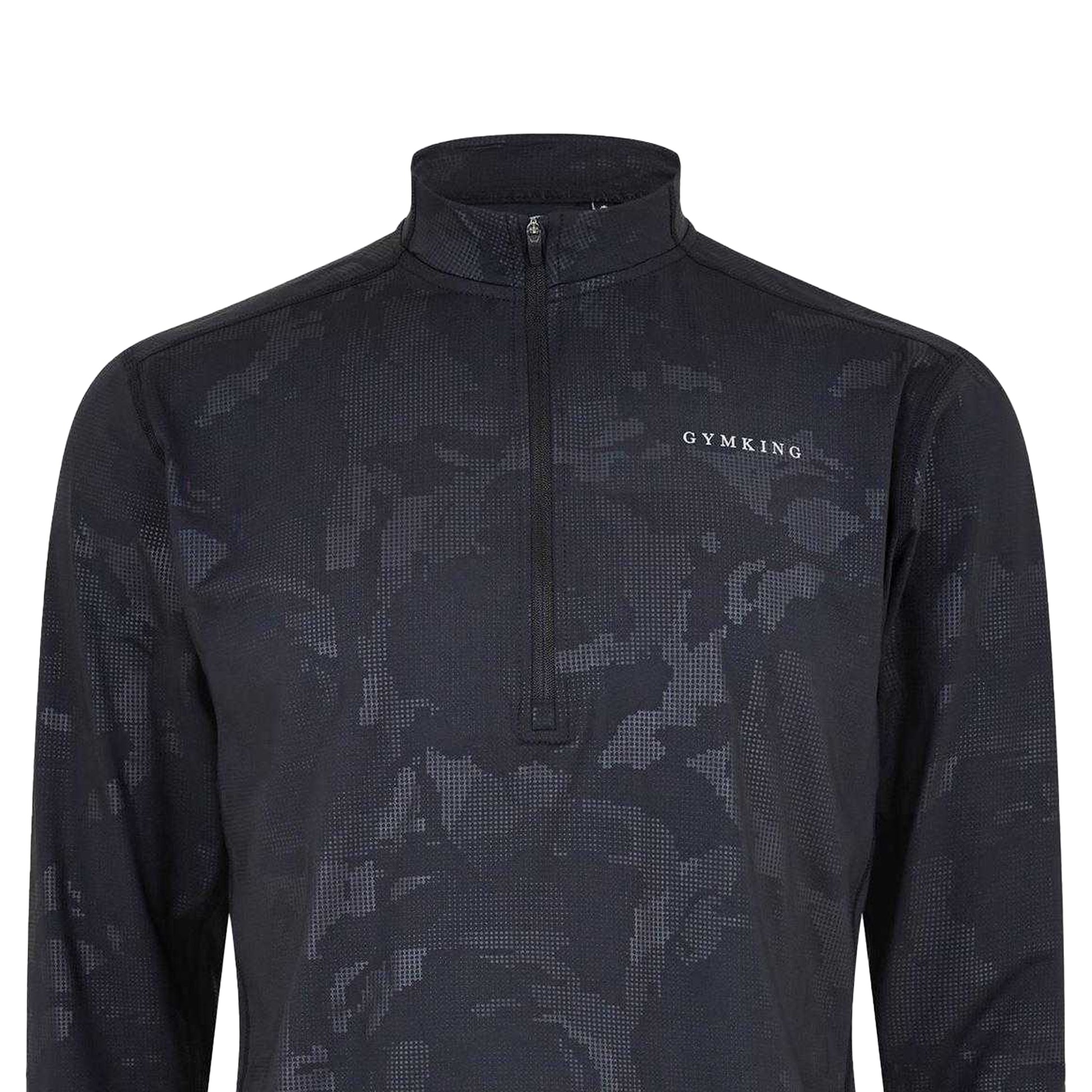 Black - Back - Gym King Mens Camo Funnel Neck Top
