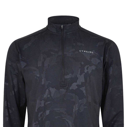 Black - Back - Gym King Mens Camo Funnel Neck Top