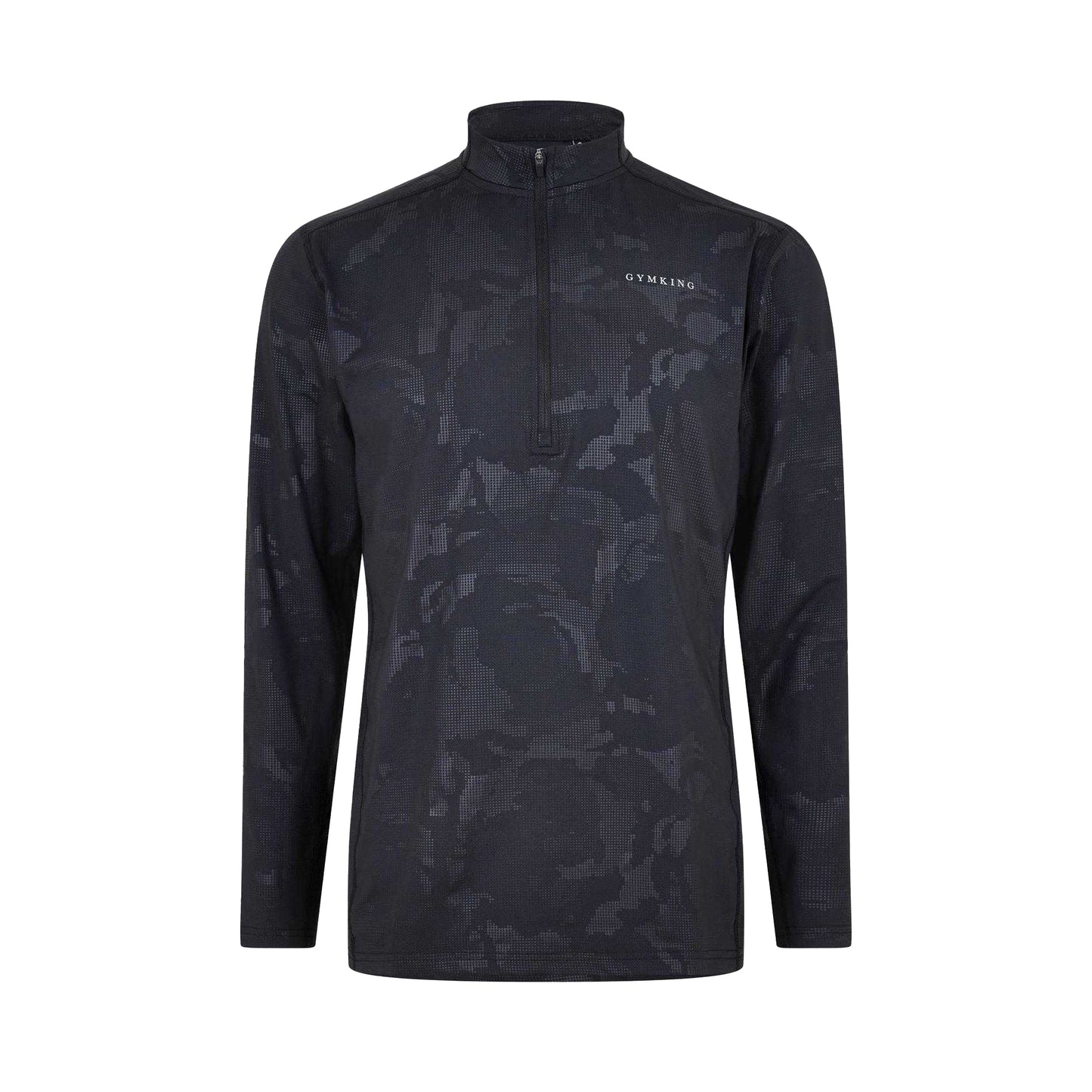 Black - Front - Gym King Mens Camo Funnel Neck Top