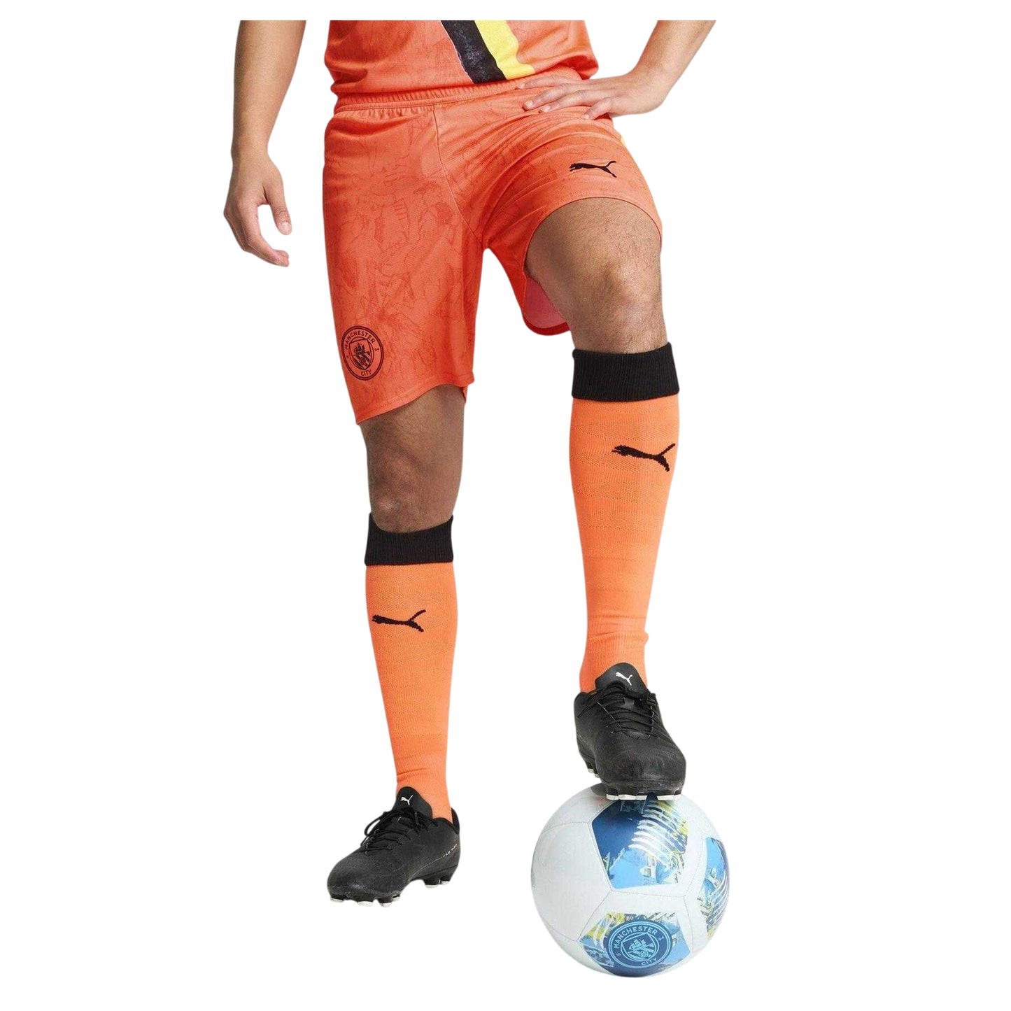Neon Orange - Side - Puma Unisex Adult World Cup 25-26 Manchester City FC Goalkeeper Shorts