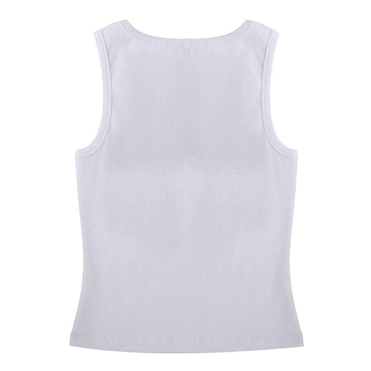 White - Back - Biba Womens-Ladies Embroidered Logo Vest Top