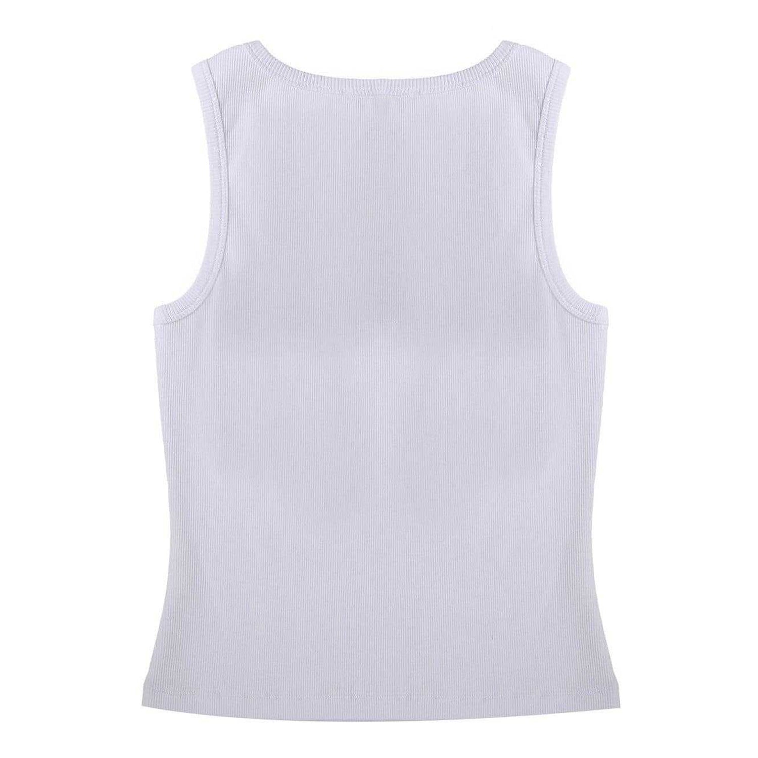 White - Back - Biba Womens-Ladies Embroidered Logo Vest Top