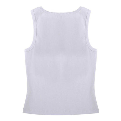 White - Back - Biba Womens-Ladies Embroidered Logo Vest Top