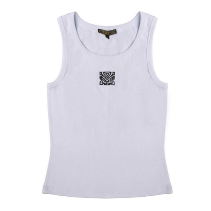 White - Front - Biba Womens-Ladies Embroidered Logo Vest Top