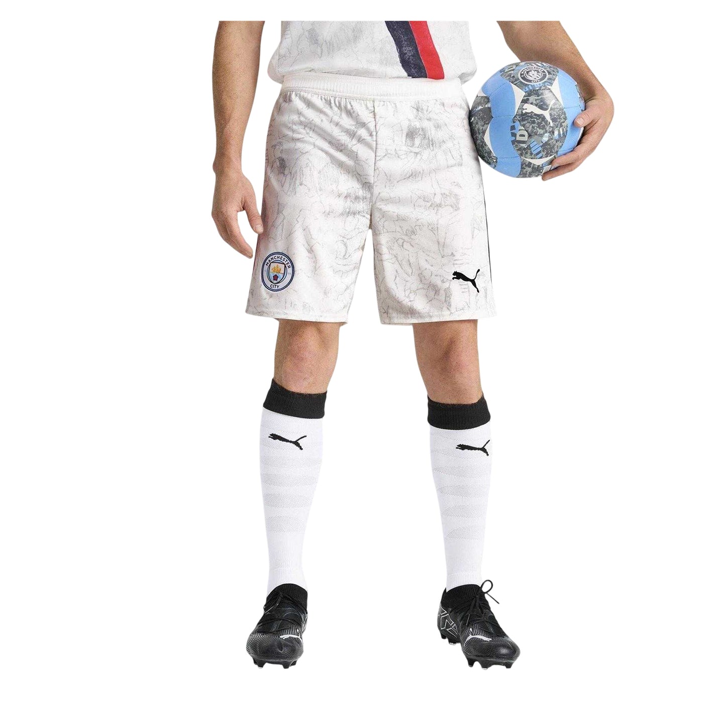 White - Side - Puma Unisex Adult Manchester City FC Football Shorts