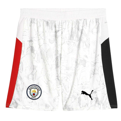 White - Front - Puma Unisex Adult Manchester City FC Football Shorts
