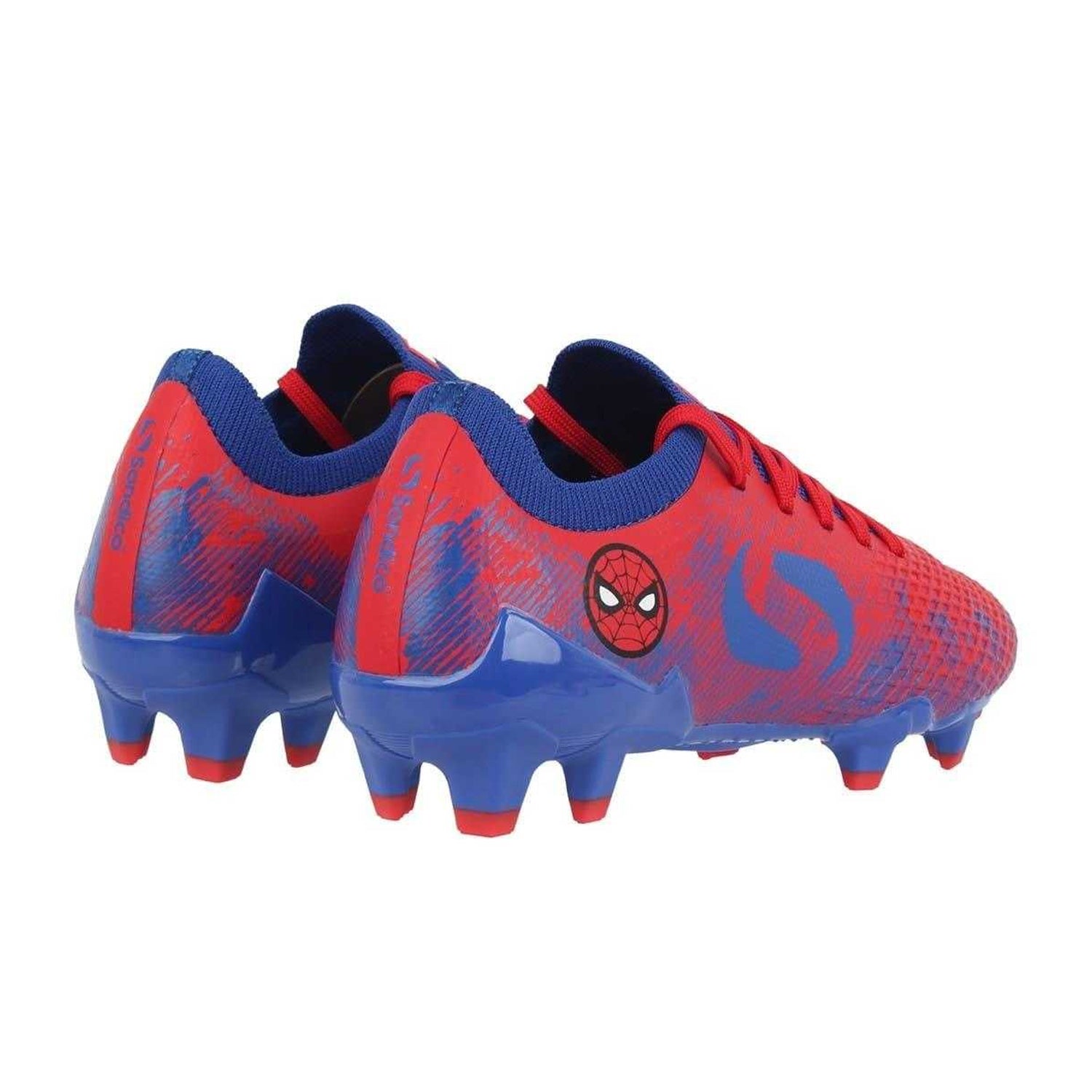 Blue-Red - Back - Spider-Man Childrens-Kids Sondico Blaze Spider-Man Firm Ground Football Boots