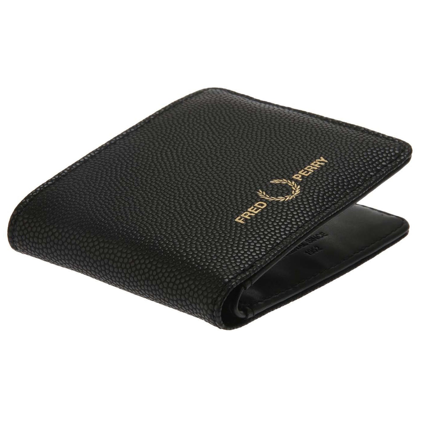 Black - Side - Fred Perry Mens Scotch Grain Leather Wallet