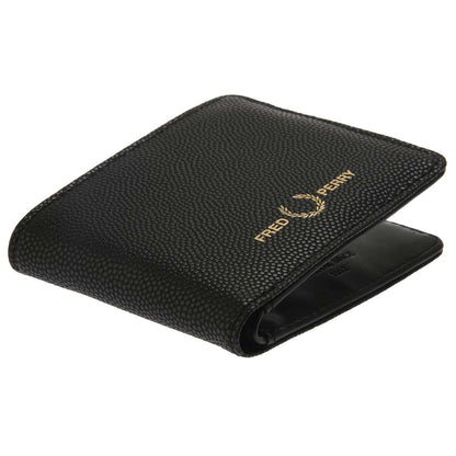 Black - Side - Fred Perry Mens Scotch Grain Leather Wallet