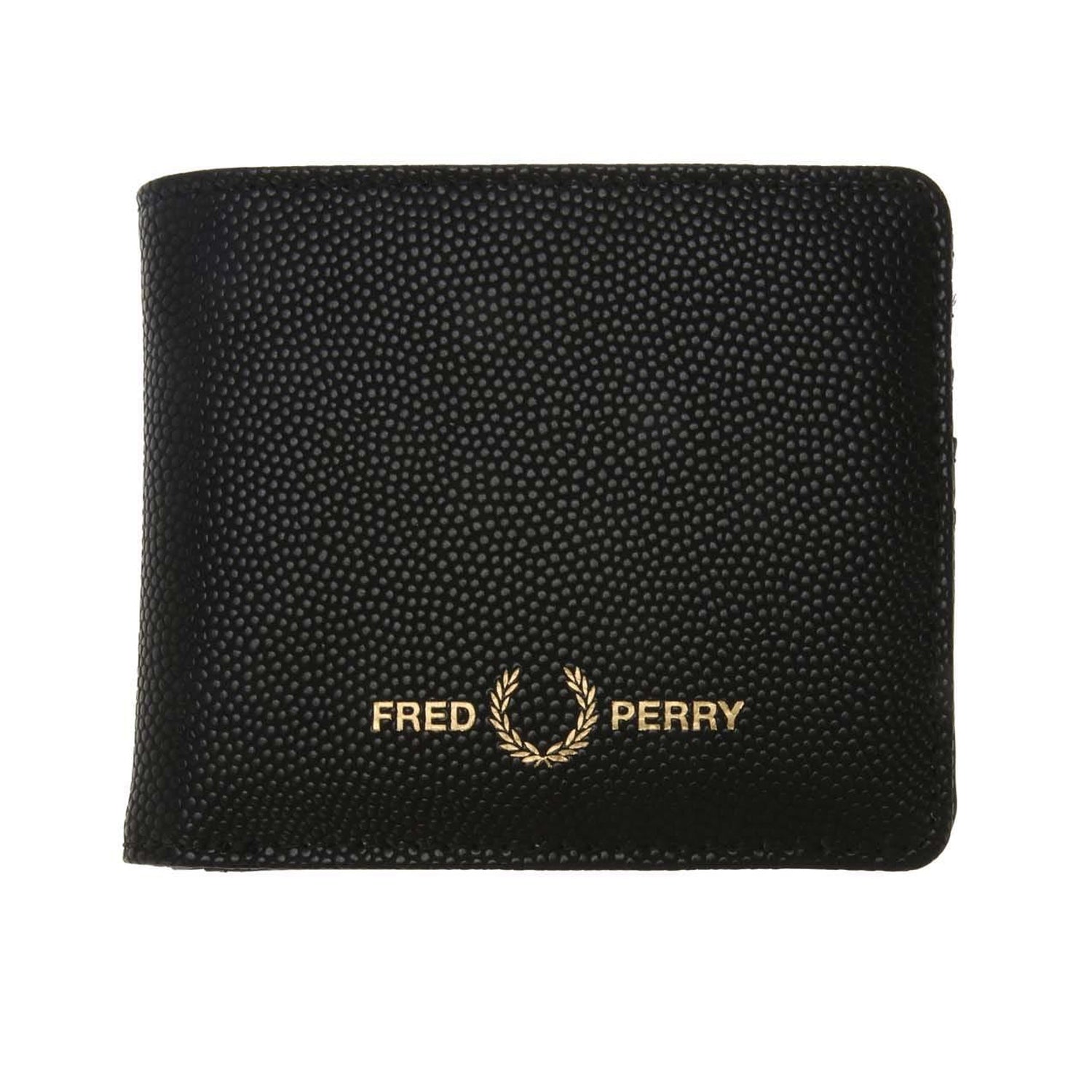 Black - Front - Fred Perry Mens Scotch Grain Leather Wallet
