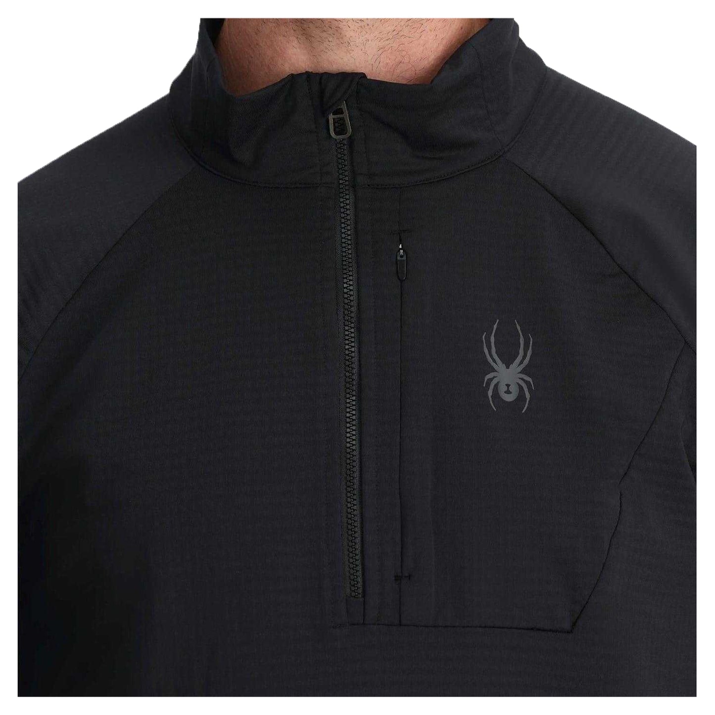 Black - Side - Spyder Mens Grid Fleece Top