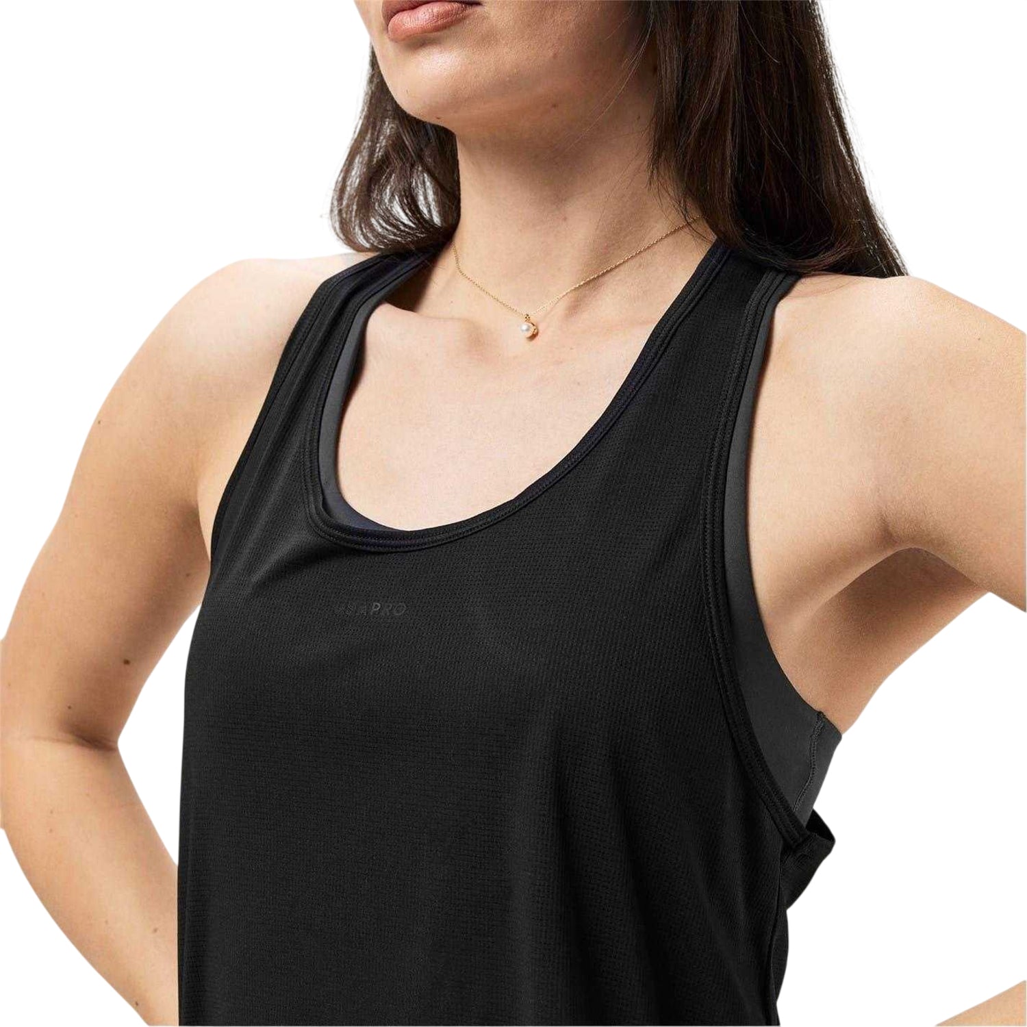 Black - Side - USA Womens-Ladies Pro Mesh Vest Top