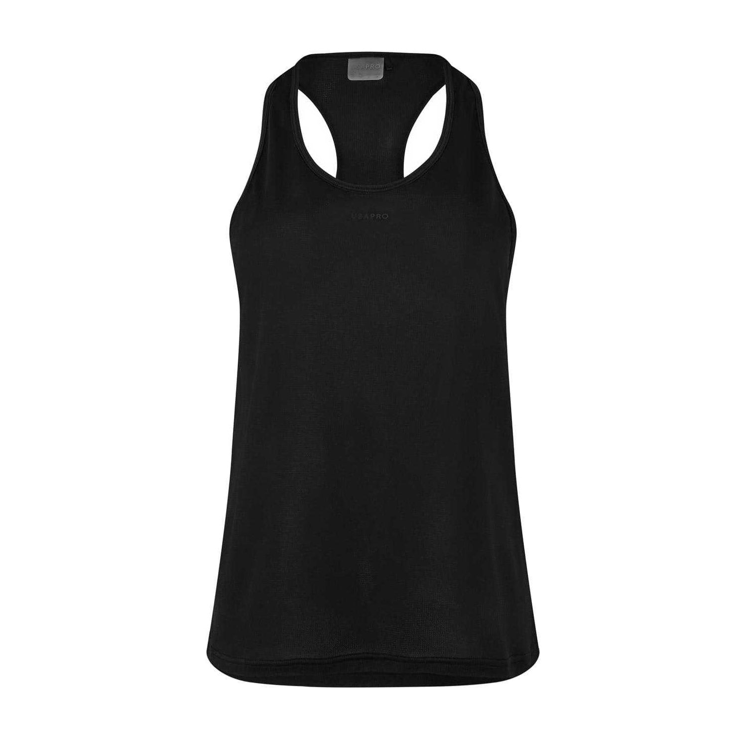 Black - Front - USA Womens-Ladies Pro Mesh Vest Top