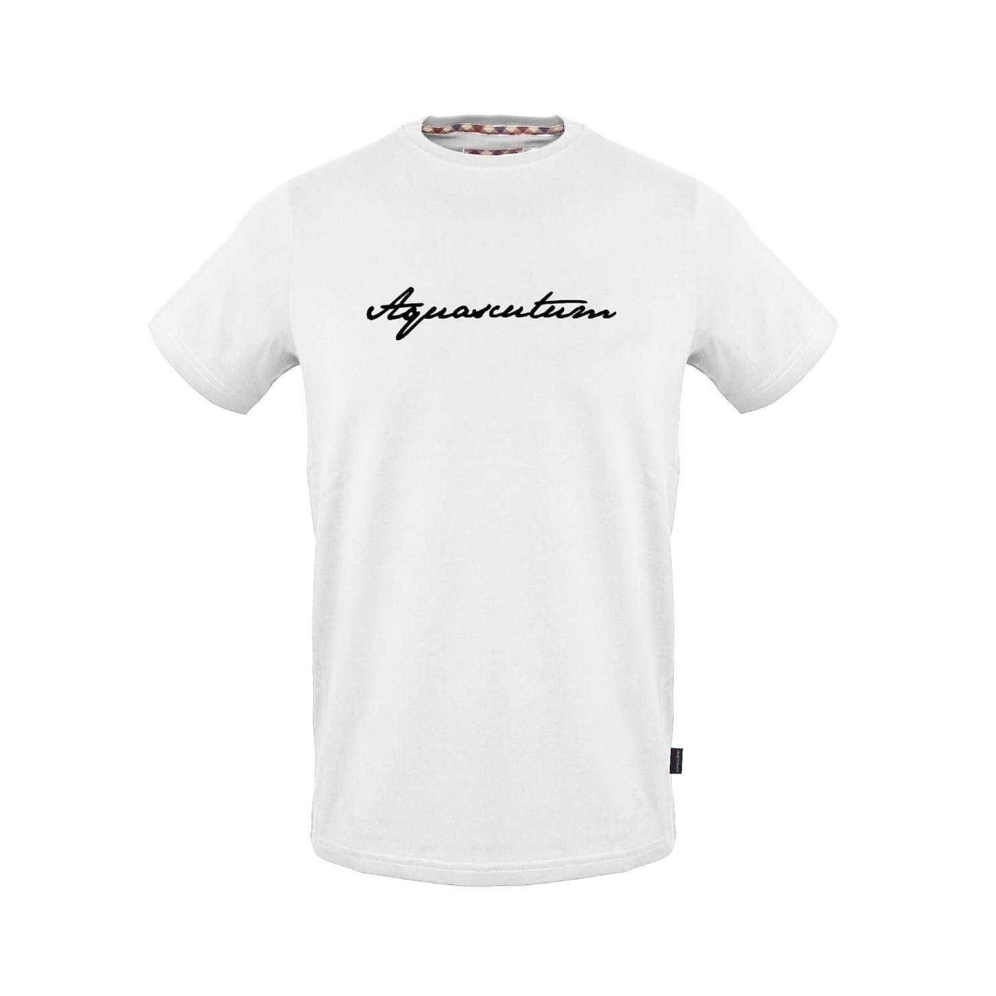 White - Front - Aquascutum Mens Logo Ribbed Collar T-Shirt