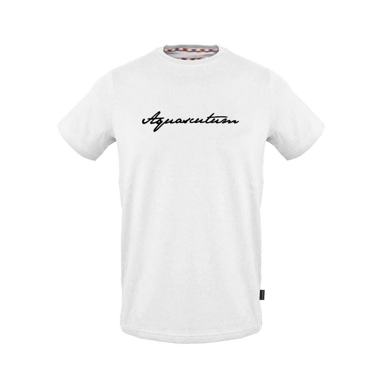 White - Front - Aquascutum Mens Logo Ribbed Collar T-Shirt