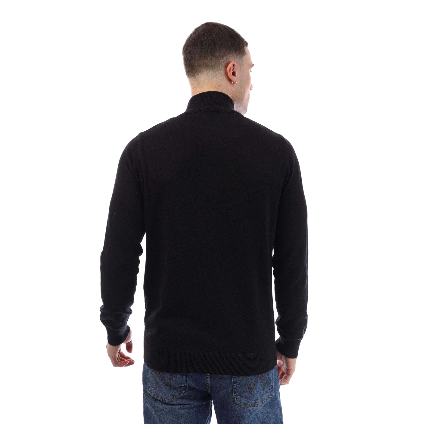 Black - Back - Weekend Offender Mens Paraguay Knitted Quarter Zip Jumper